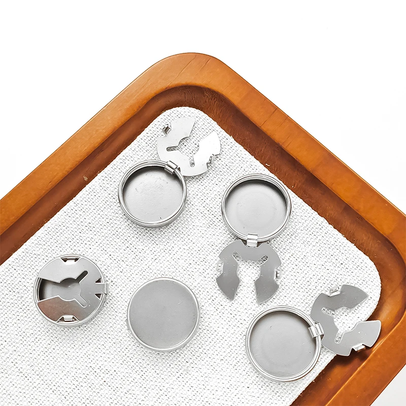 5 Pieces Blank Button Cover Cufflinks Base Stainless Steel Button Cover Cufflinks for Shirt Cuff Jewelry Making Accessories