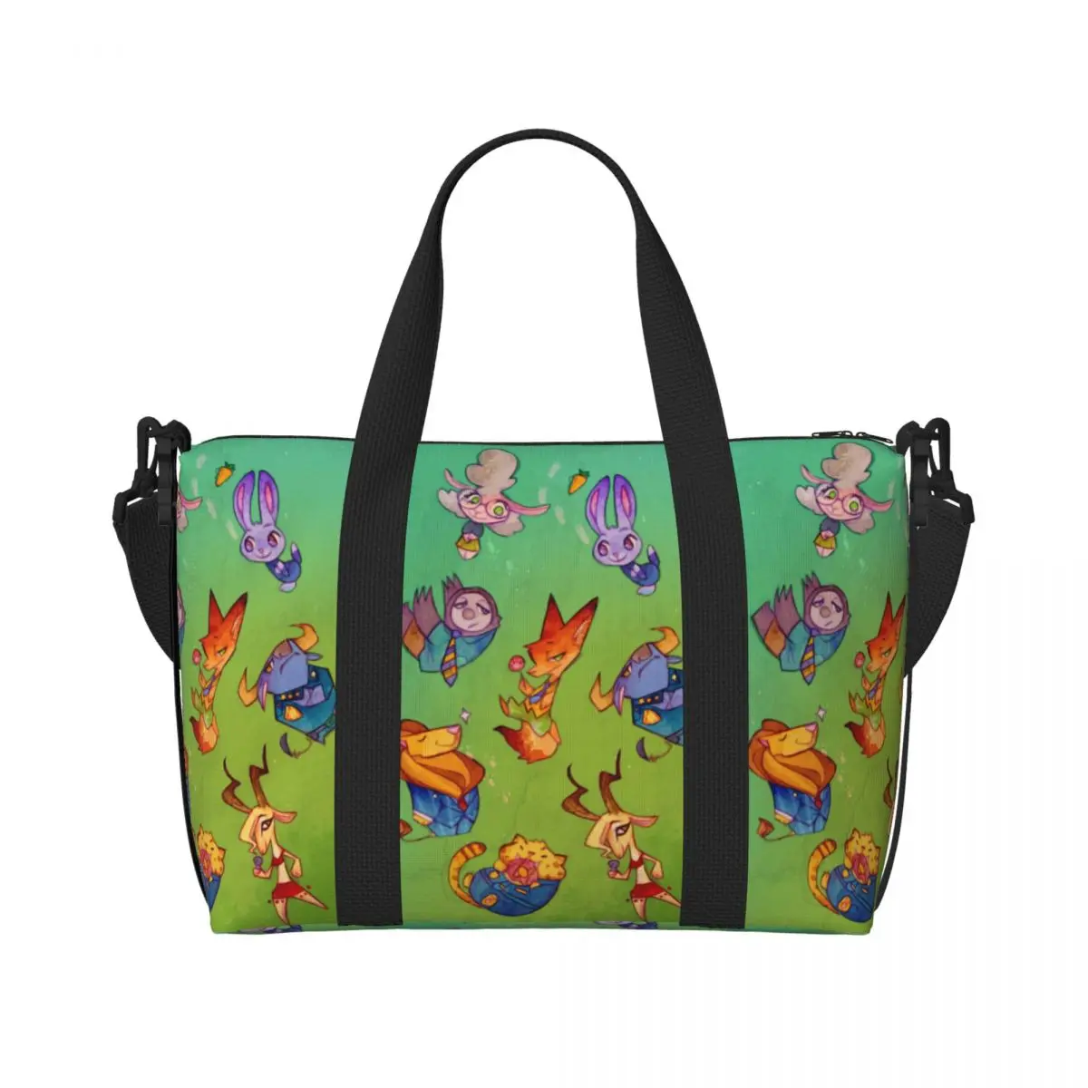 

Custom Z-Zootopia Wallpaper Tote Bag for Women Large Capacity Cute Cartoon Beach Gym Travel Bags