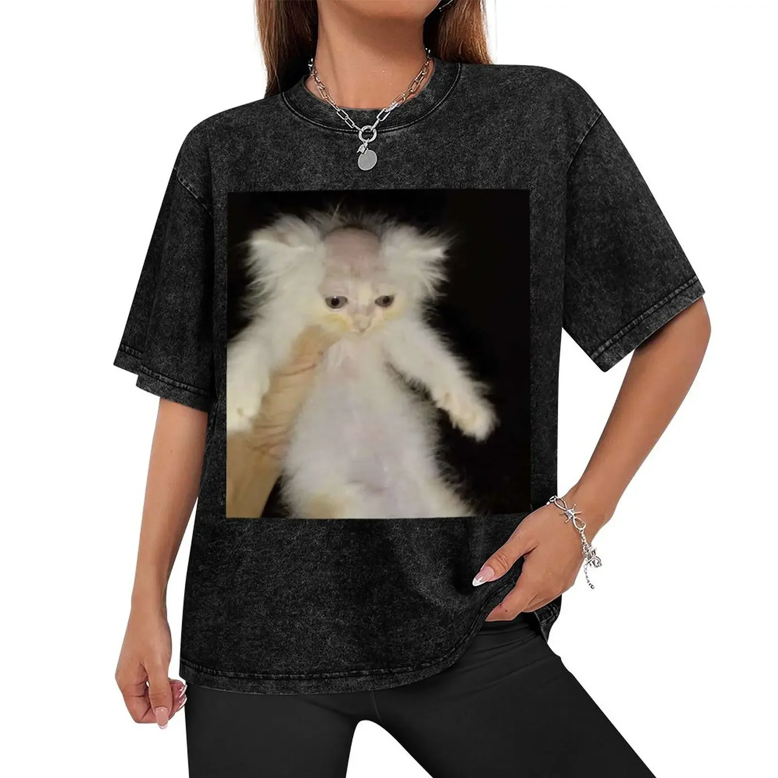 bald cat meme T-Shirt graphic tee shirt graphic t shirt vintage hippie clothes plus size clothes mens plain t shirts