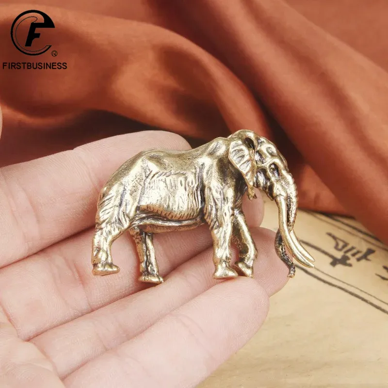 Vintager Brass Mammoth Figurines Animal Miniatures Crafts Desktop Ornaments Desk Living Room Home Decoration Accessories