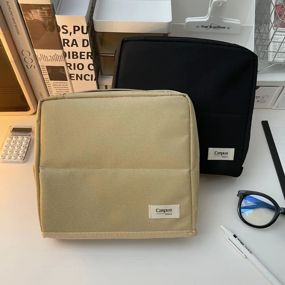 Cosmetic Handbag Large Capacity Pencil Case Standable Oxford Cloth Pen Bag Simple Multi-layer Stationery Bag Student