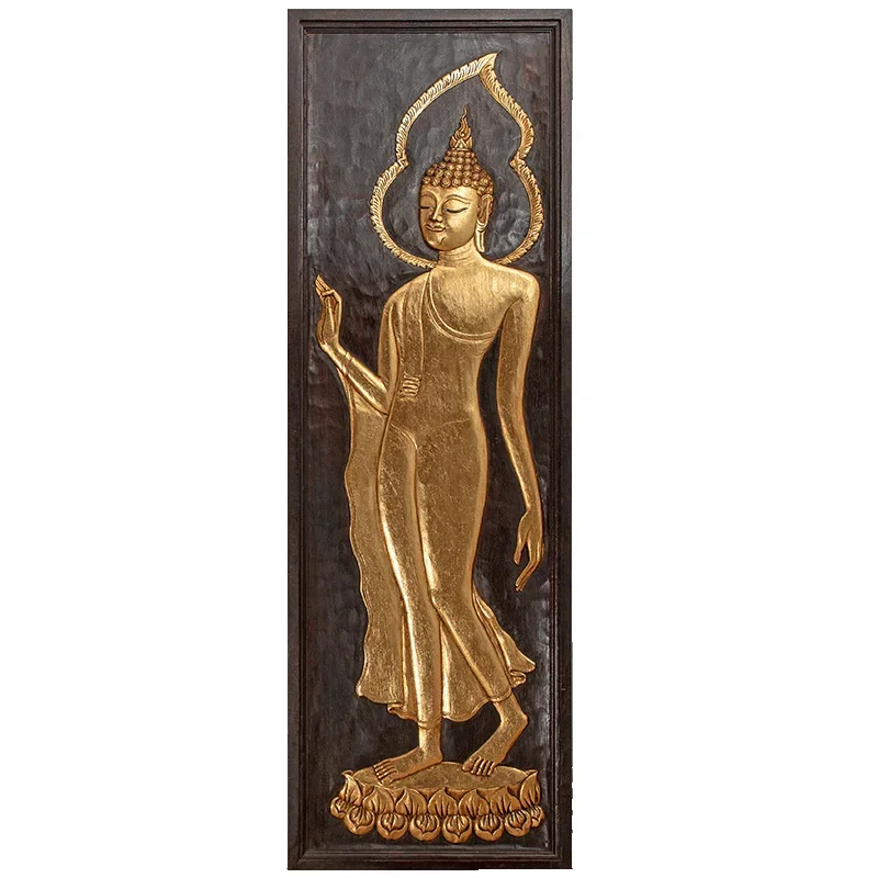 Yi Li Tai State Zen Buddha Statue Wall Hangings Southeast Asia Solid Wood Carving Wall Decorations