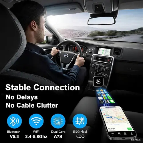 Imagen 2 del producto Adaptador CarPlay inalámbrico para coche 2 en 1 y adaptador Android Auto tipo C/conexión rápida USB cableado a inalámbrico para iPhone/Android