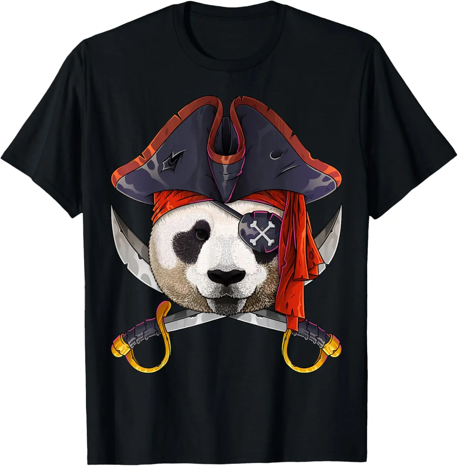 Pirate Panda Jolly Roger Halloween Costume Crossbones T-Shirt