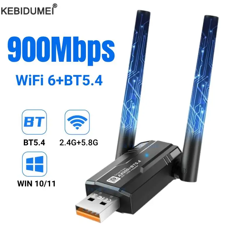 900Mbps USB WiFi Adapter Dual Band Bluetooth 5.4 2 in 1 Wi-Fi 6 Dongle Wireless Receiver For PC/Laptop Driver Free For Win10/11