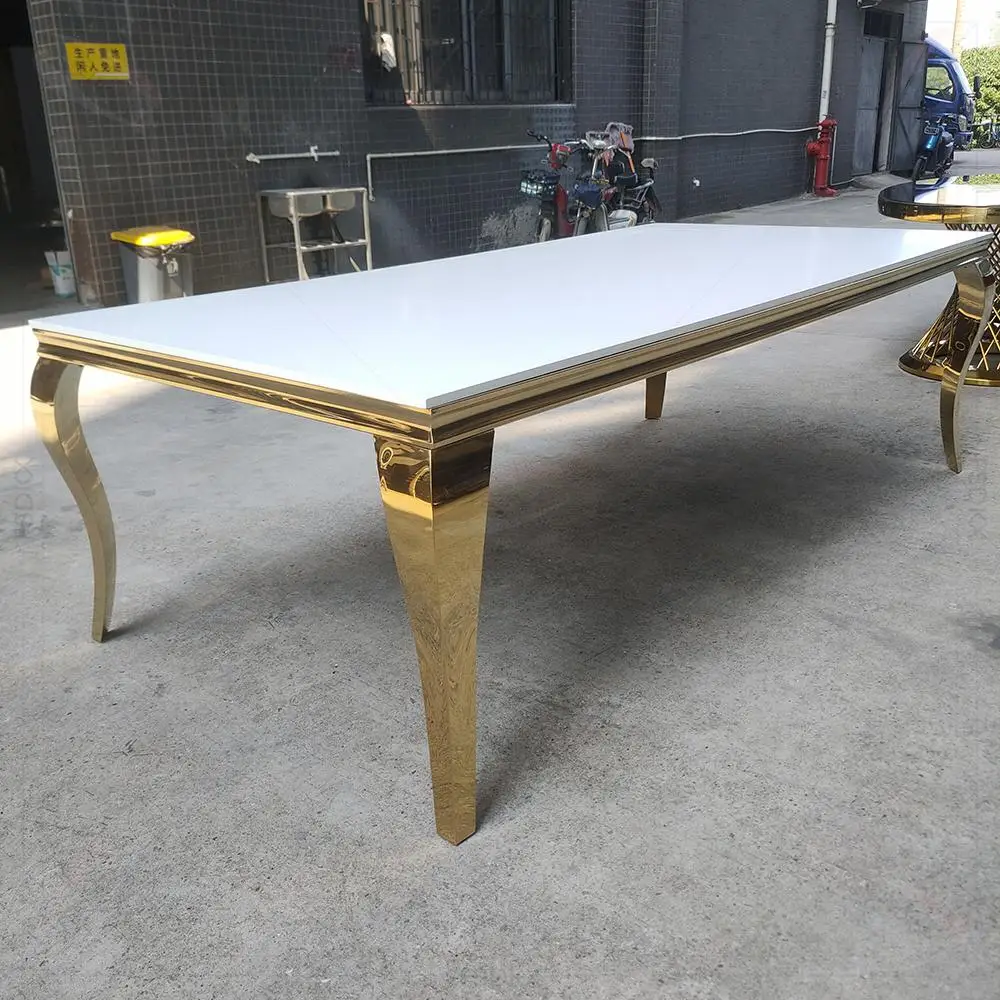 

High Quality Creative Design Attracive Rectangle Stainless Steel Diamond Table for Wedding Events