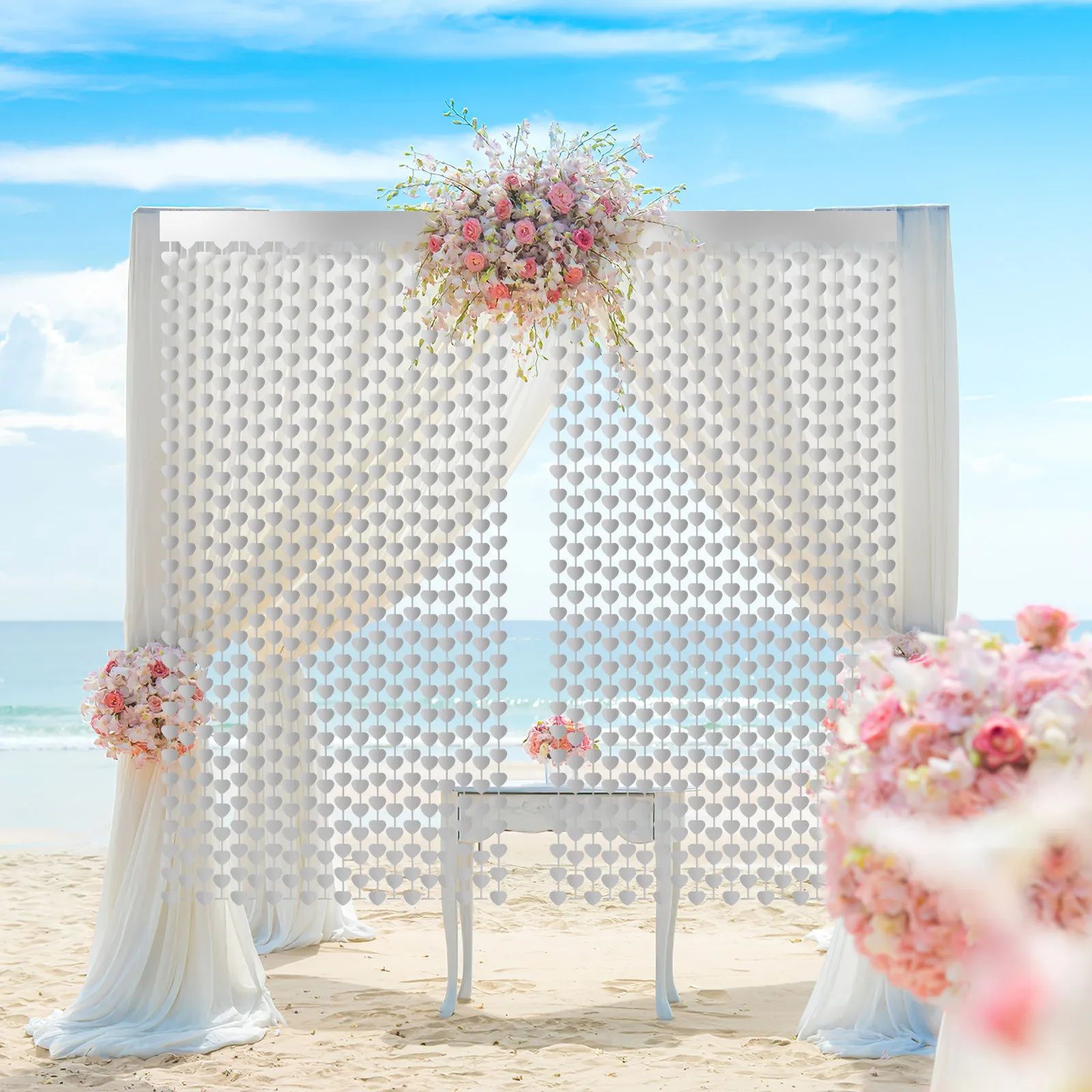 2Pcs Love Heart Plastic Fringe Curtain Raindrop Style Door Hanging Decor Valentine's Day Party Supply Photo Backdrop Festival