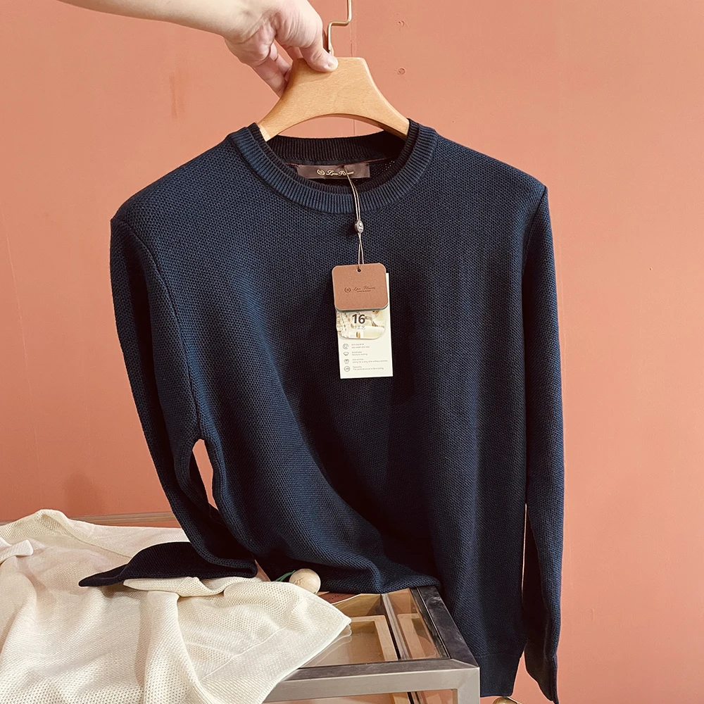   سترة تريكو رجالية إيطالية من مزيج الصوف والحرير دافئة كاجوال Sle طويلة Sve مستديرة Ne سترة متعددة الاستخدامات للخريف والشتاء...