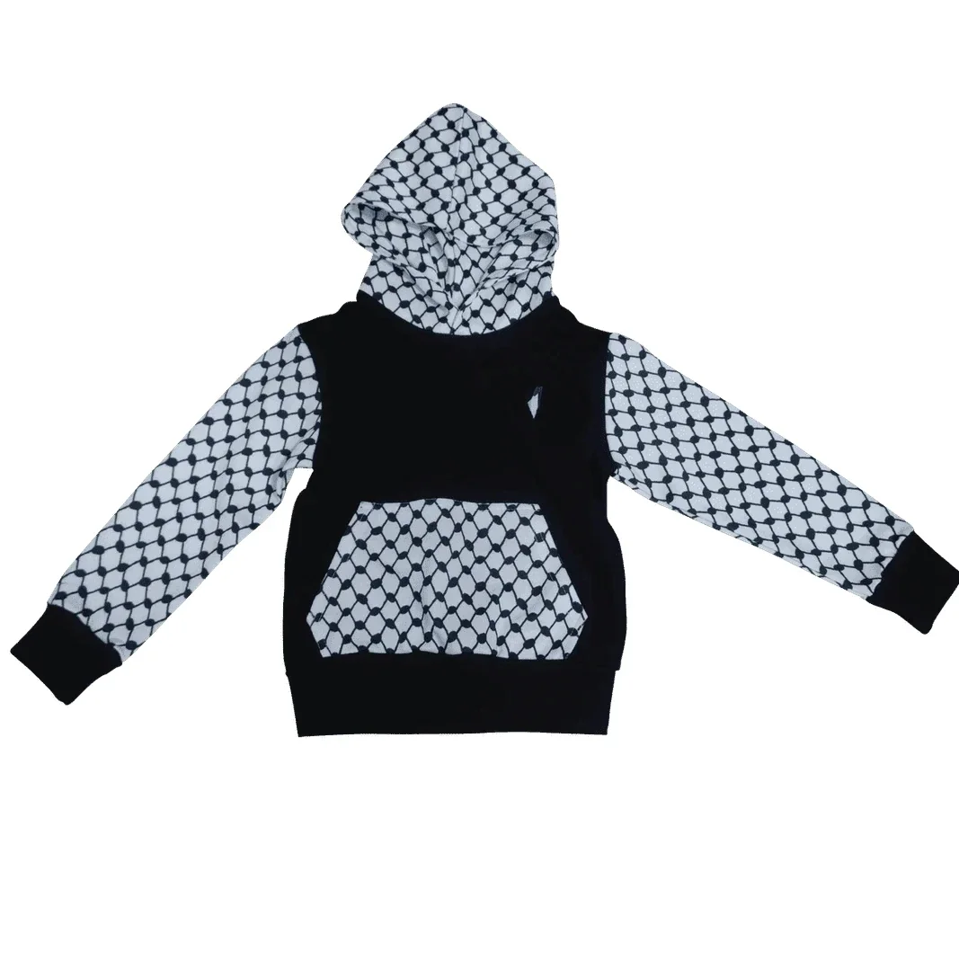 Palestina cultura punto bianco stampa 3D felpa con cappuccio Keffiyeh Kufiya Warm Man Outwear felpa con cappuccio Pullover bambini cotone spesso