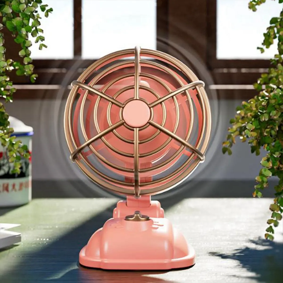 SCLS Retro Mini Desktop Fan 400mAh USB Rechargeable Desk Outdoor Desk Fan Portable Desktop Fan,White