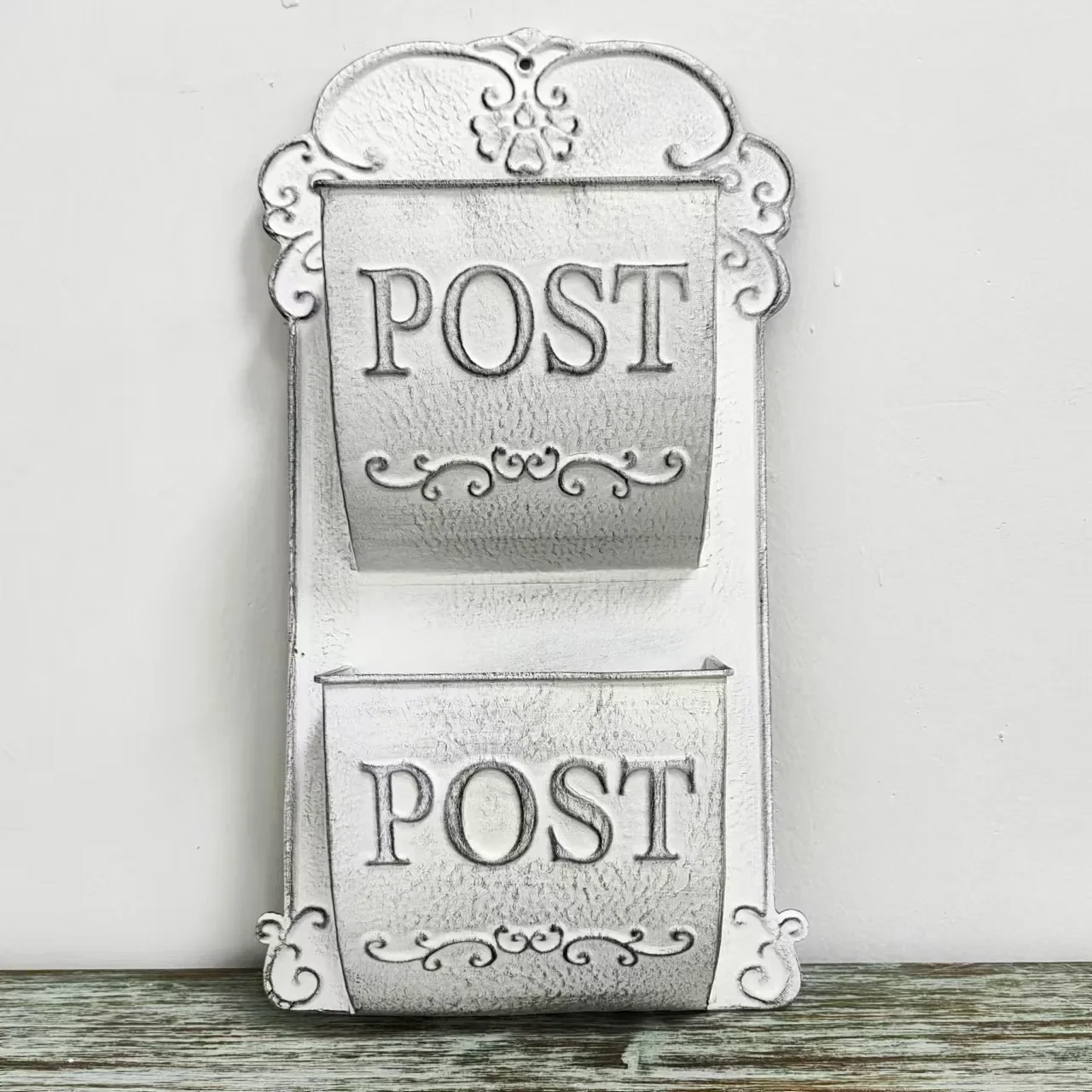 Vintage White Double-layer Mailbox Creative Courtyard Decoration Metal Sheet Wall Mounted Mailbox