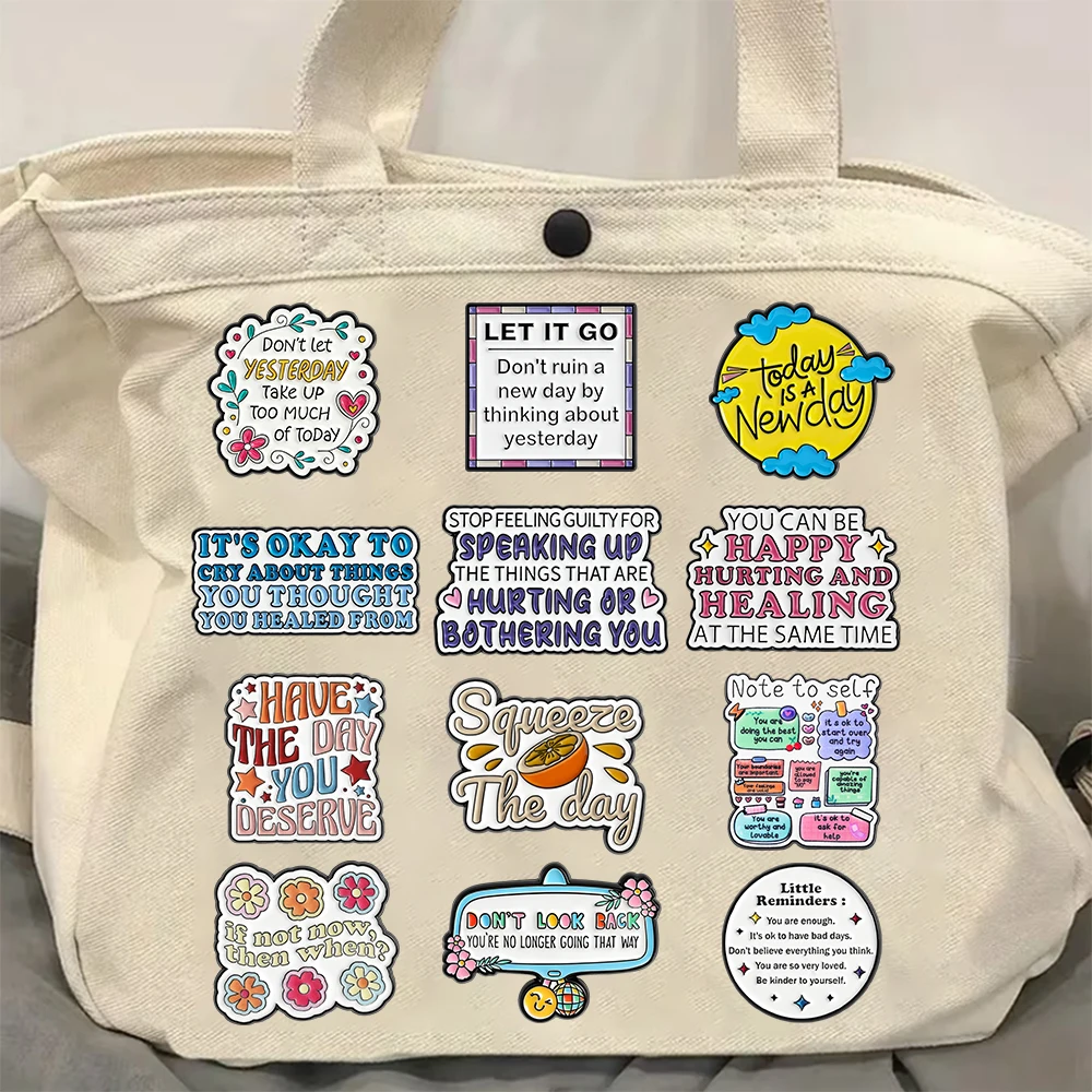 Broches en émail avec citation de guérison, 12 Styles, énergie Positive, auto-Compassion, broches d'attitude, Badge à revers, bijoux cadeaux pour amis