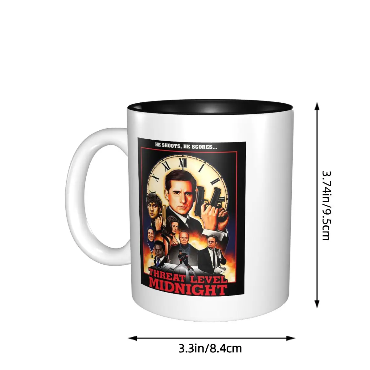 Threat Level Midnight Mug Funny Ceramic Coffee Cups Tea Mugs Milk Cup Drinkware Gift for Woman Man