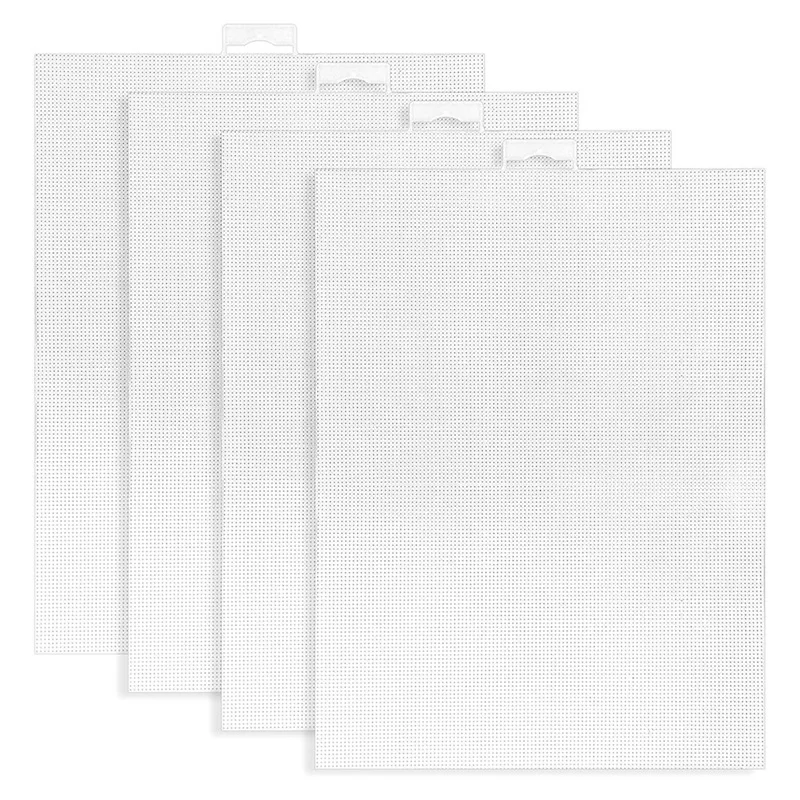 

ABYN-4 PCS 14 Count Plastic Mesh Canvas Sheets For Embroidery, White Plastic Needlepoint Canvas (8 X 11 Inches)