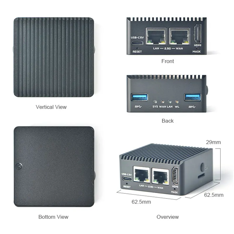NanoPi R5C Rockchip RK3568B2 A55 Dual 2.5G Ethernet Port Support M.2 WiFi Module  Linux/Openwrt/Debian/Ubuntu
