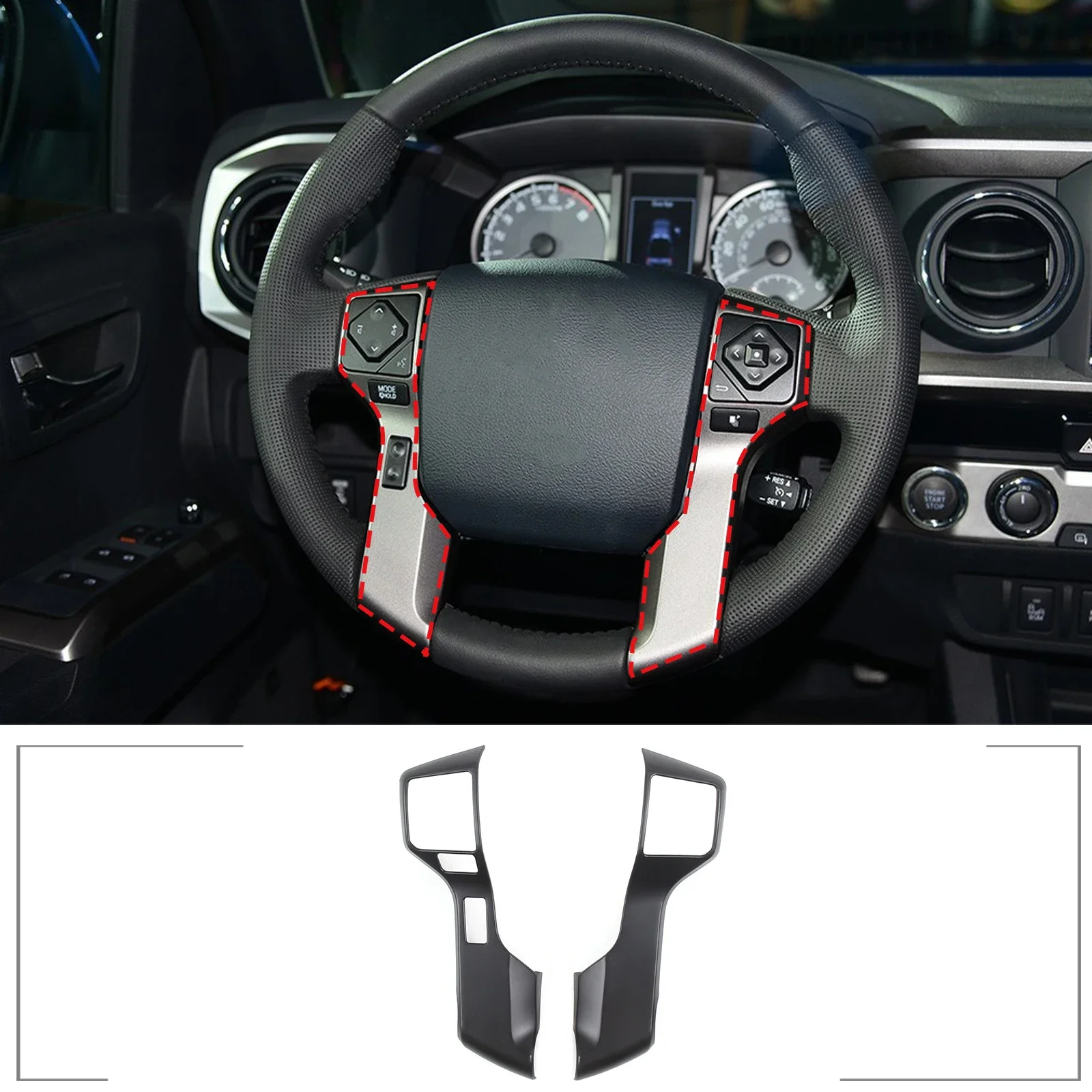 For Toyota Tacoma 2011-2015/Toyota Sequoia 2014-2020 Steering Wheel Buttons Panel Trim Cover Car Accessories