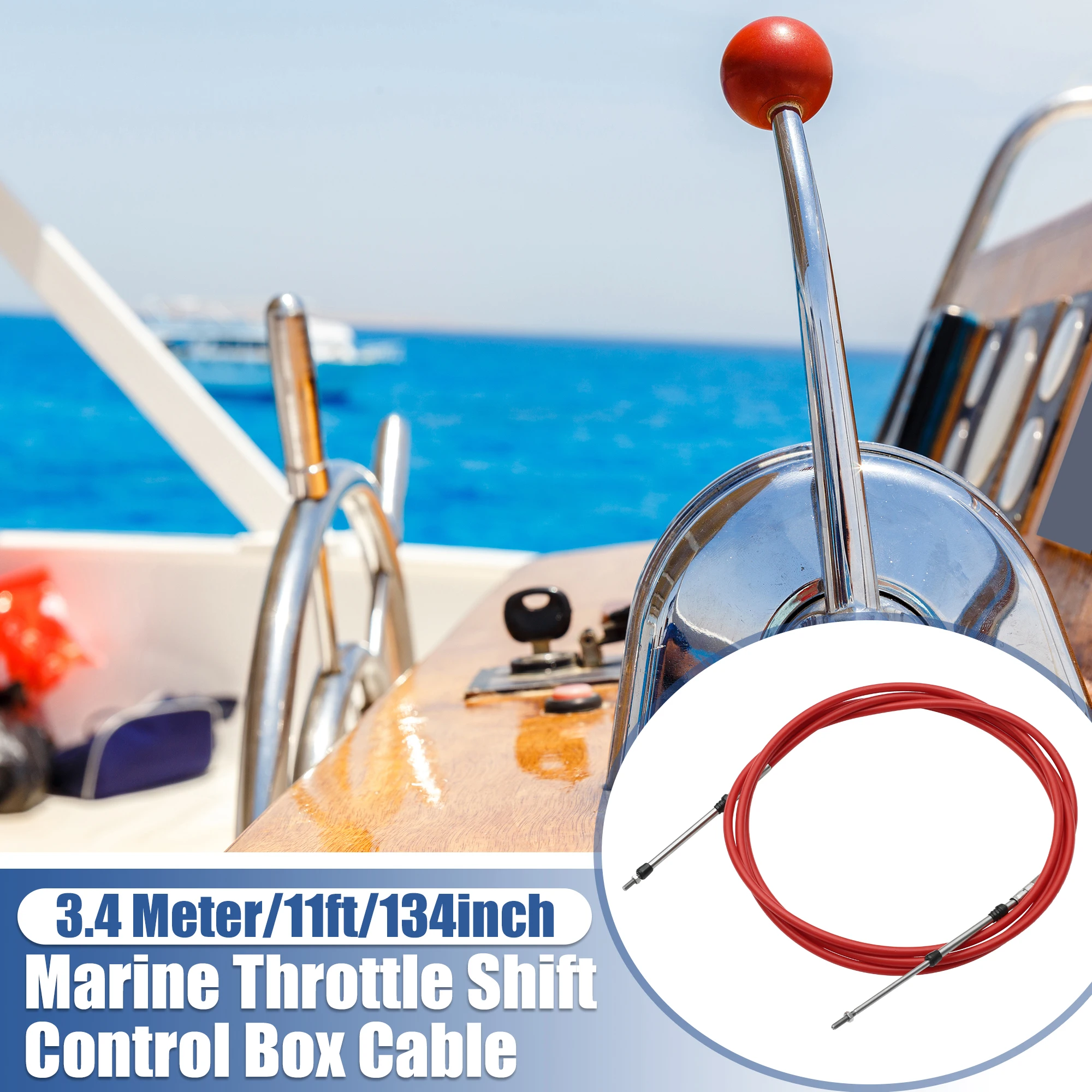 Motoforti 6–19 Fuß 1,8 m–5,8 m Marine-Drosselklappen-Fernbedienungskastenkabel für Außenbordmotor, Bootsmotor-Lenksystem – Detail 1