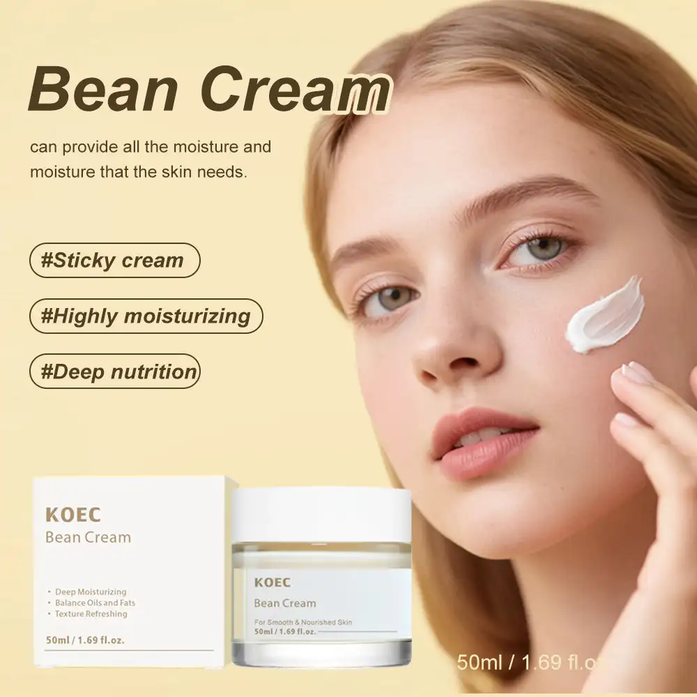 50ml KOEC Bean Facial Cream Moisturizing Nourishing Smoothing Firming Non-Sticky Pore Treatment Fermented Barley Fruits Extract
