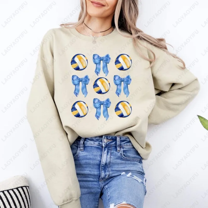 Coquette الكرة الطائرة البلوز الكرة الطائرة القوس هوديي مضحك أمي البلوز لعبة يوم القمم الكرة الطائرة عاشق الرياضة ماما البلوفرات