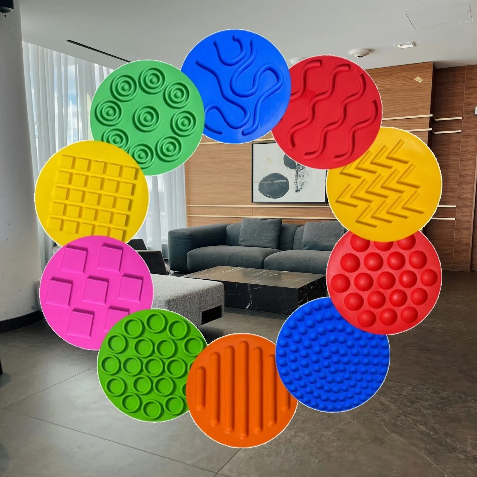 Silicone Tactile Training Cushion Set Sensory Balance Discs for Child Coordination and Touch Explore