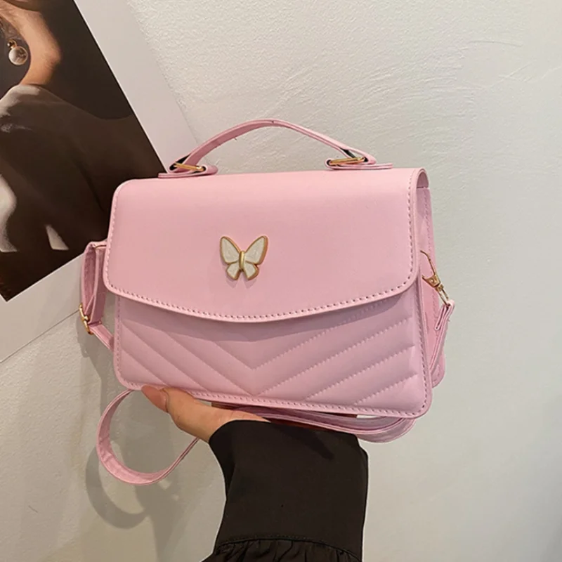 

Candy Colored Sweet And Cute Shoulder Bag With Butterfly Decoration Fashionable Crossbody Bag Large Capacity Versatile Handbag
