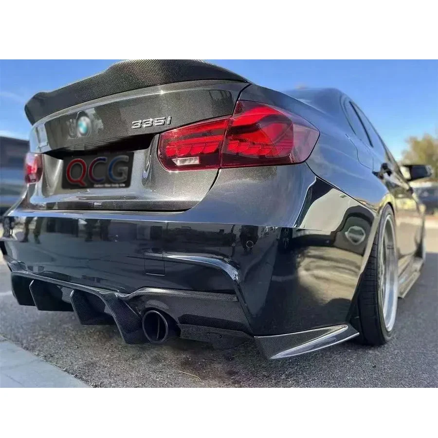 لسيارات BMW 3 series F30 F35 320 330 ألياف الكربون عودة الشفاه مانع صدمات خلفي للسيارة الناشر الخلفي الخائن سبويلر تحويلة GEEX نمط طقم الجسم #3