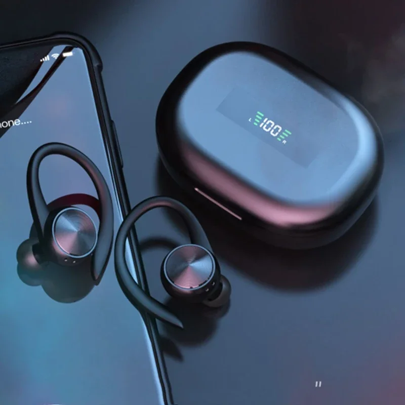 R200 หูฟังไร้สายบลูทูธกันน้ํา 24H Playtime BASS หูฟังหูฟังสําหรับ GYM สมาร์ทโฟนหูฟัง