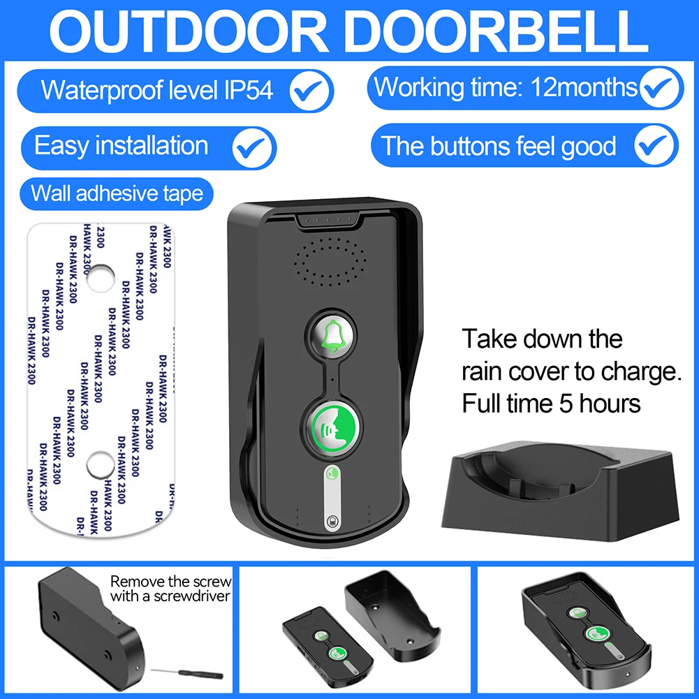 2-сторонний беспроводной домофон, дверной звонок, беспроводной Intercomunicador, система дверного звонка с 3 звонками и 5 уровнями громкости