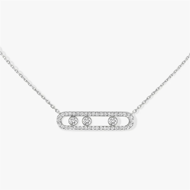 Collares de diamantes móviles de plata de ley S925 para mujer, collar de sitio web de oficina, dijes, joyería de lujo