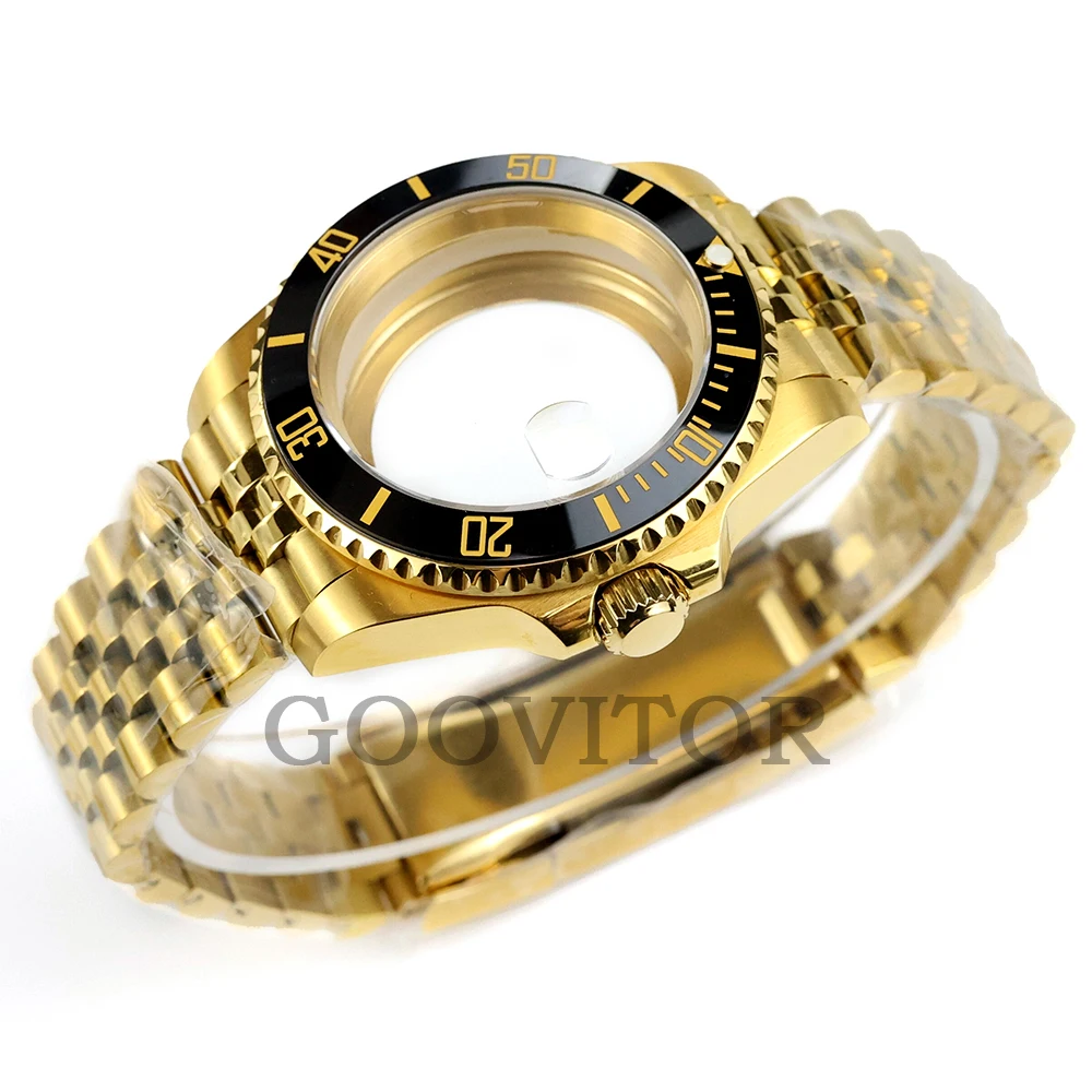 Gold 40mm Watch Case For Yacht-Master Seiko NH34 NH35 NH36 NH38 Movement 28.5mm Dial Jubilee Bracelet Submariner GMT Case
