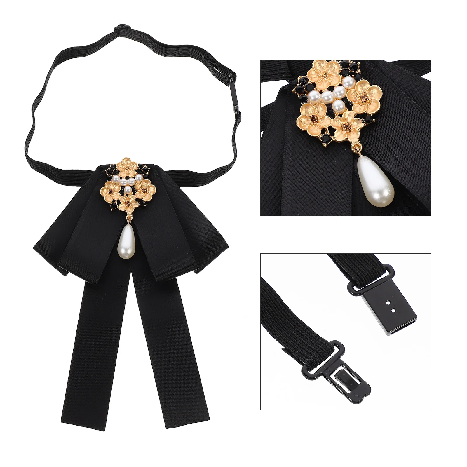 1 pz papillon di perle per donna elegante camicia cravatta accessorio per festa di nozze camicetta colletto papillon decorazione abbigliamento