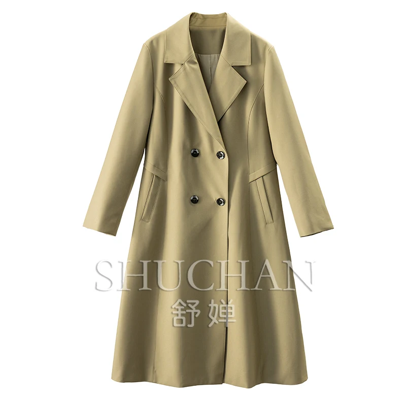 

classic is not outdated, British early autumn commute retro double-breasted medium and long trench coat female 79C9