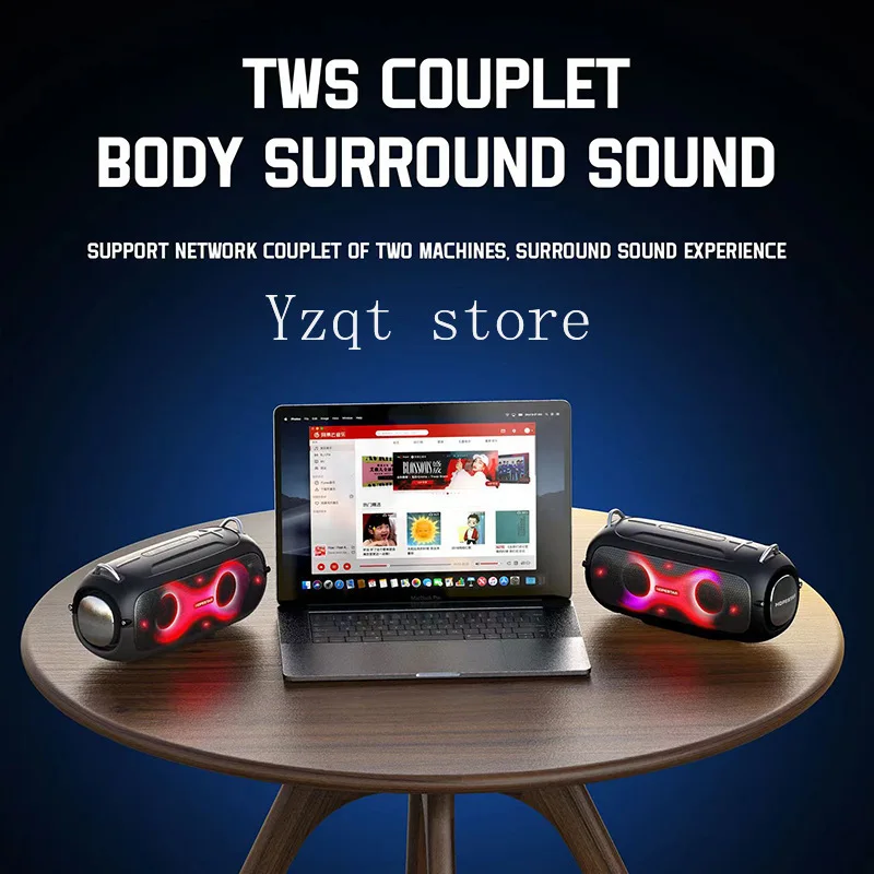 HOPESTAR A41Party مكبر صوت بلوتوث لاسلكي خارجي 16 وات مكبر صوت مزدوج نبض ضوء وامض حزام محمول