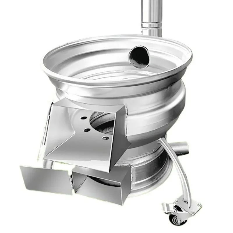 Household wood-burning car wheel hub steel ring transformation of firewood-coal dual-purpose pot stove