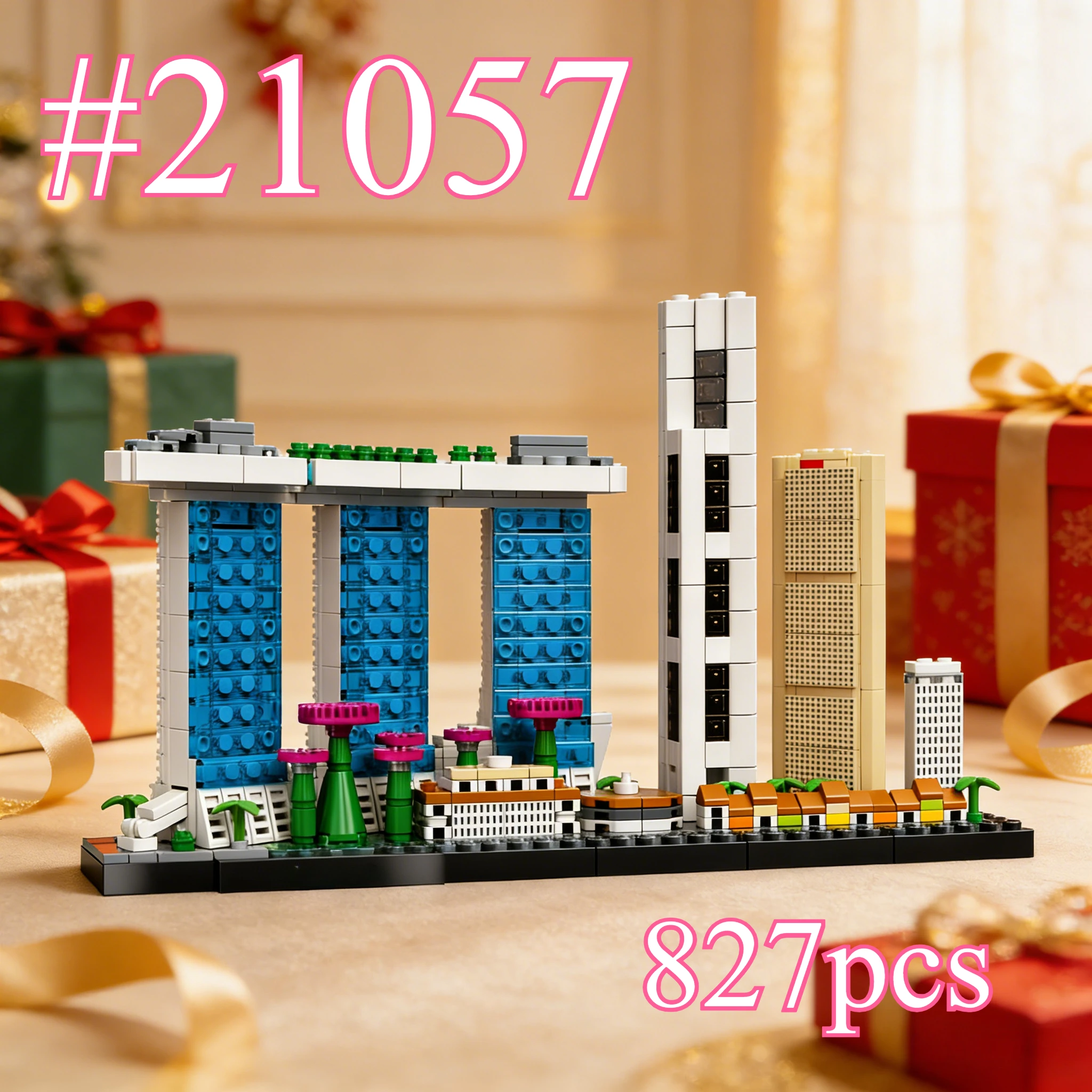 

Historic Buildings in Singapore 21057 Building Blocks Sets Suitable for Christmas Gifts Compatible with Legoed Particles,827pcs.