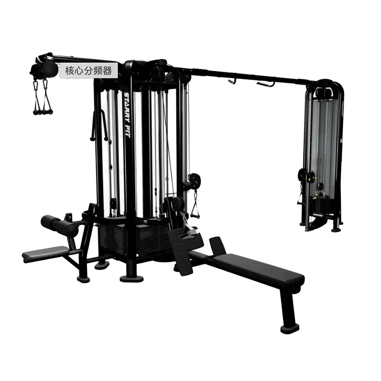 Home 4-Station Steel Multi-Functional Fitness Gym Equipment with Free Weights for Arms and Comprehensive Workout