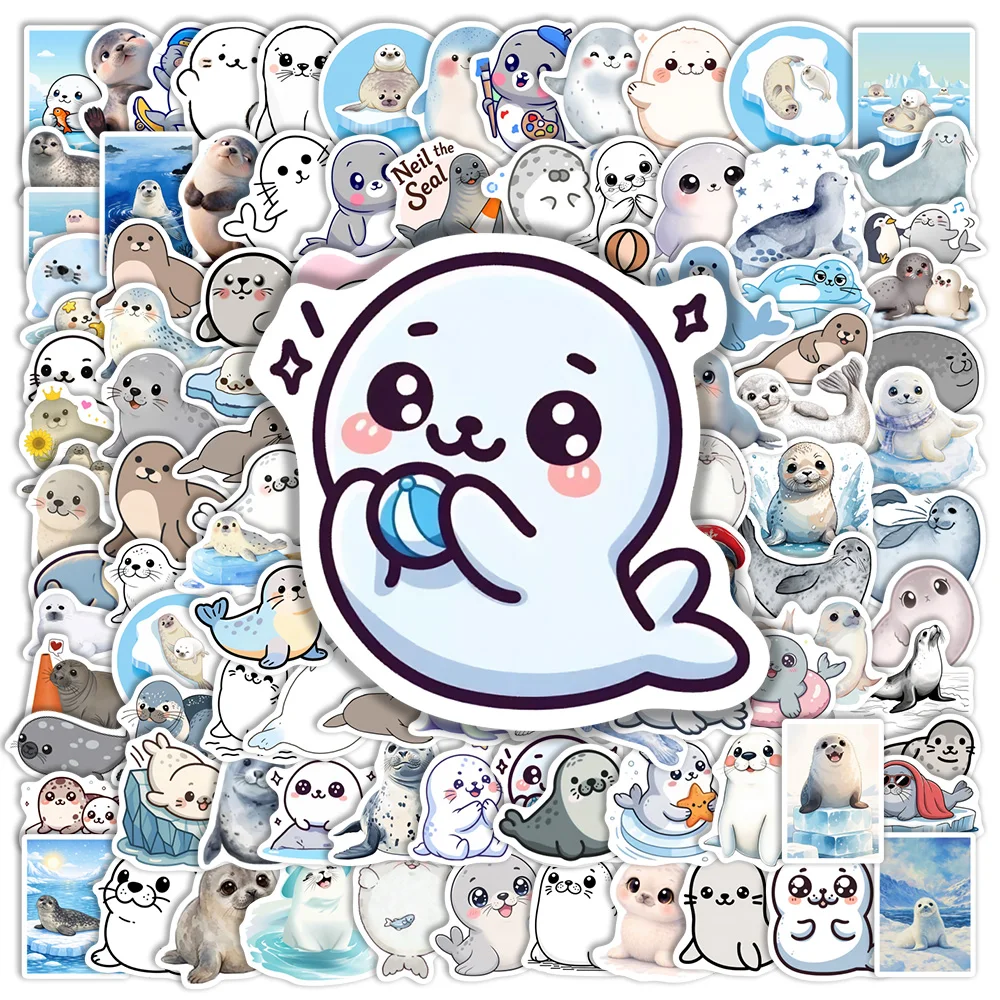 Kawaii Cartoon Seal Stickers Vinyl Waterproof Decal DIY Decoration for Laptop Luggage Scrapbook Junk Journal Diary Kids Gift Toy