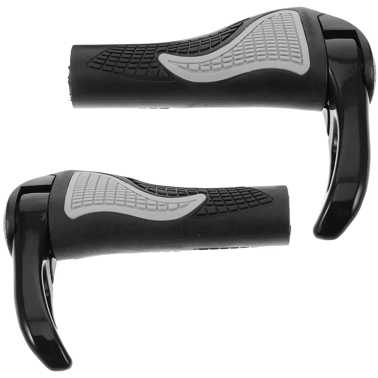 

1Pair Silicone Mountain Bike Handlebar Grips Ergonomic Non-Slip Bicycle Grips with Aluminum Alloy Bullhorns for Cycling