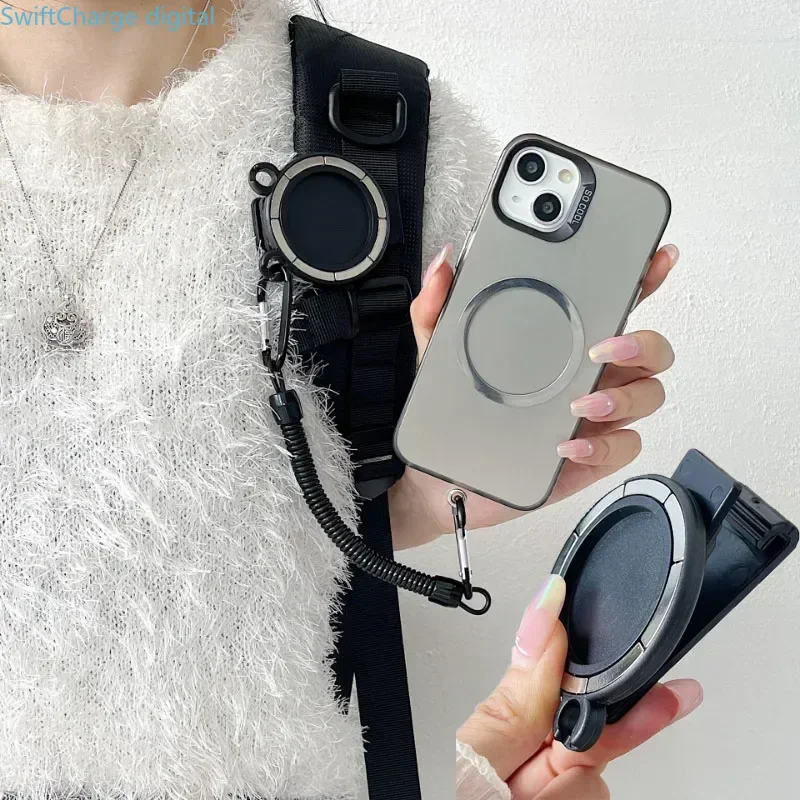 

Free Hands Magnetic Belt Clip Holder Mobile Phone Holder Backpack Clip Metal Hook Spring Rope for Magsafe IPhone Accessories