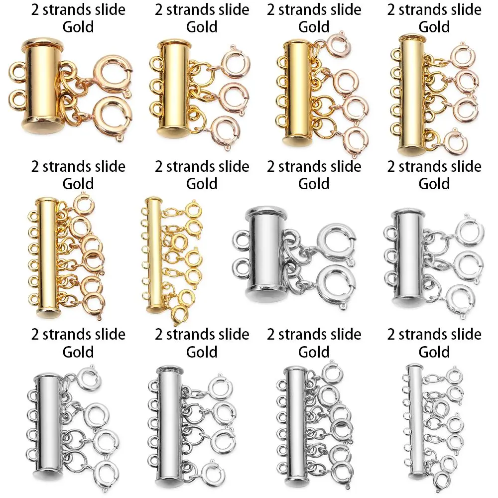 Multi Strands bransoletka biżuteria akcesoria Tube Lock złącza Slide blokada zapięcia biżuteria zapięcia naszyjnik Spacer zapięcie