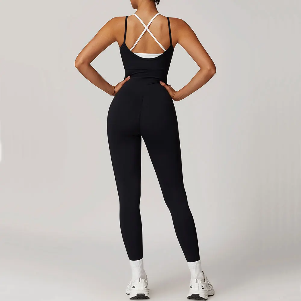 Sexy Women's Clothes Yoga Set Color Blocking Jumpsuits One Piece Fitness Rompers Sleeveless Sportswear Gym Set Workout Tracksuit