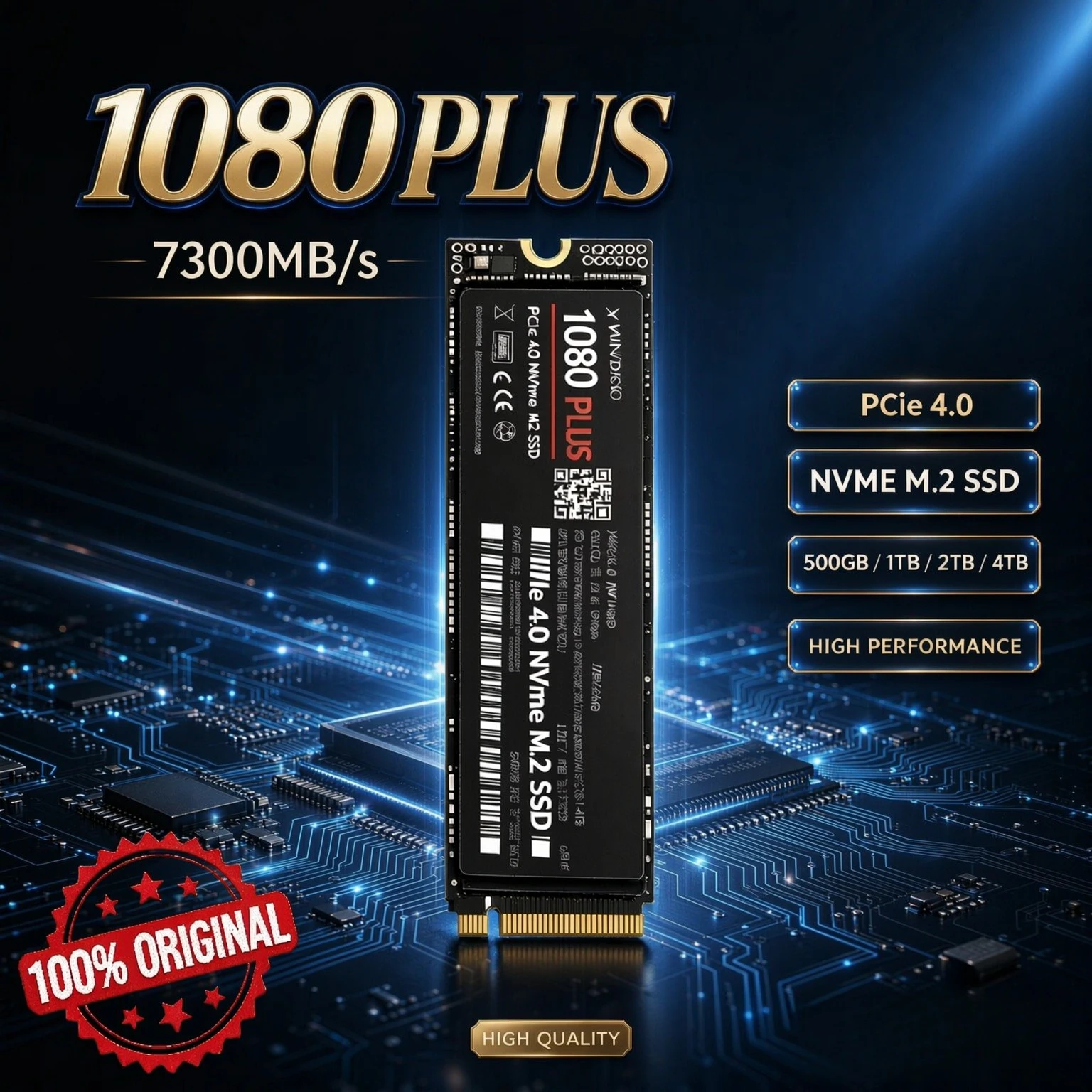 1080 PLUS M.2 2280 PCIe 4.0 NVMe SSD Large Capacity Solid State Drive Fast Loading for Gaming PC Notebook 2TB 4TB