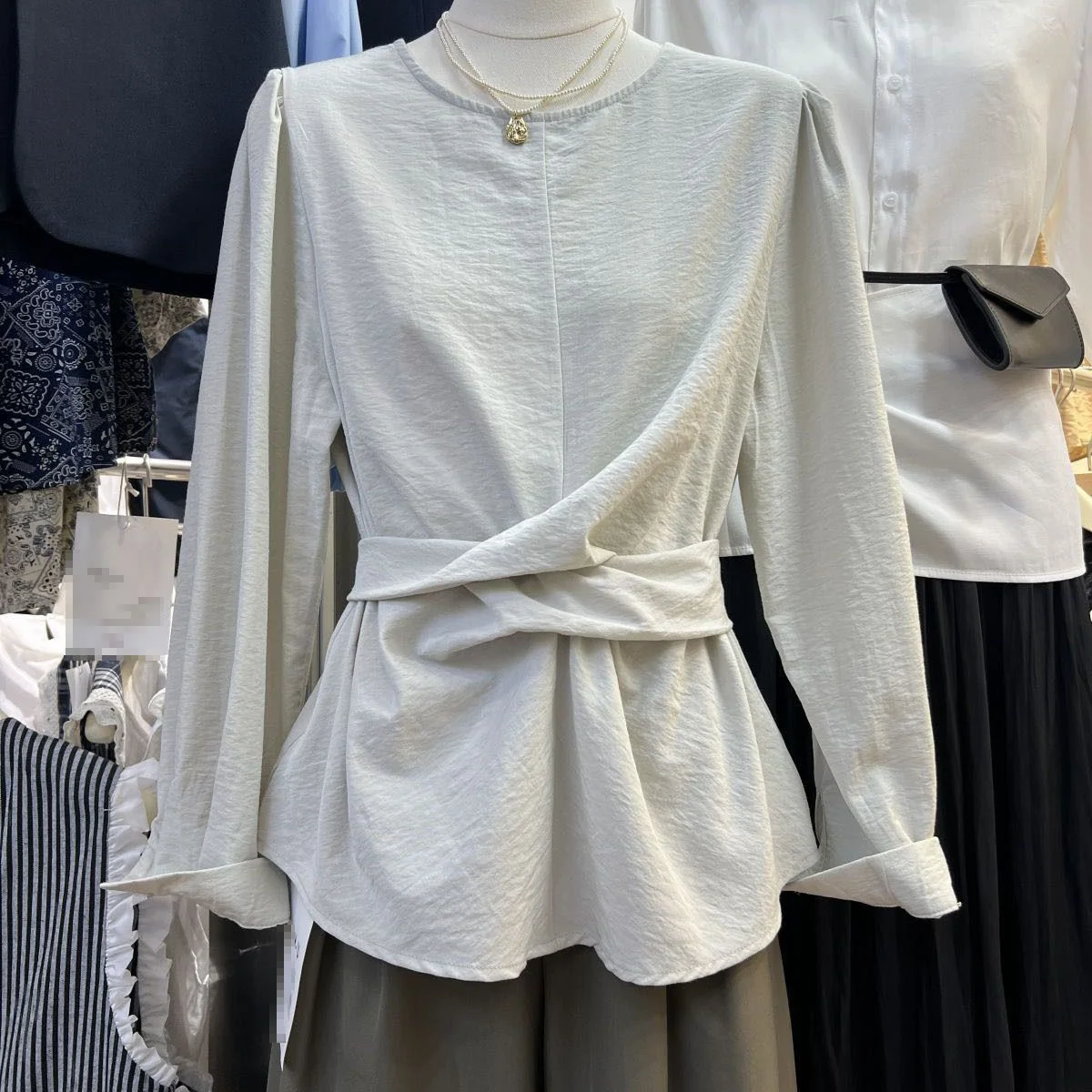 

plus Size 300 Pou Women's Korean Sle Long Sve irt with Belt round Ne Dstring Loose Fit Autumn Faionable