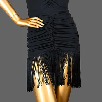 Damskie ubrania do tańca sala balowa Samba kostiumy imprezowe sukienki rozciągliwa tkanina frędzle sukienka w stylu latynoskim jednoczęściowa pół spódnica