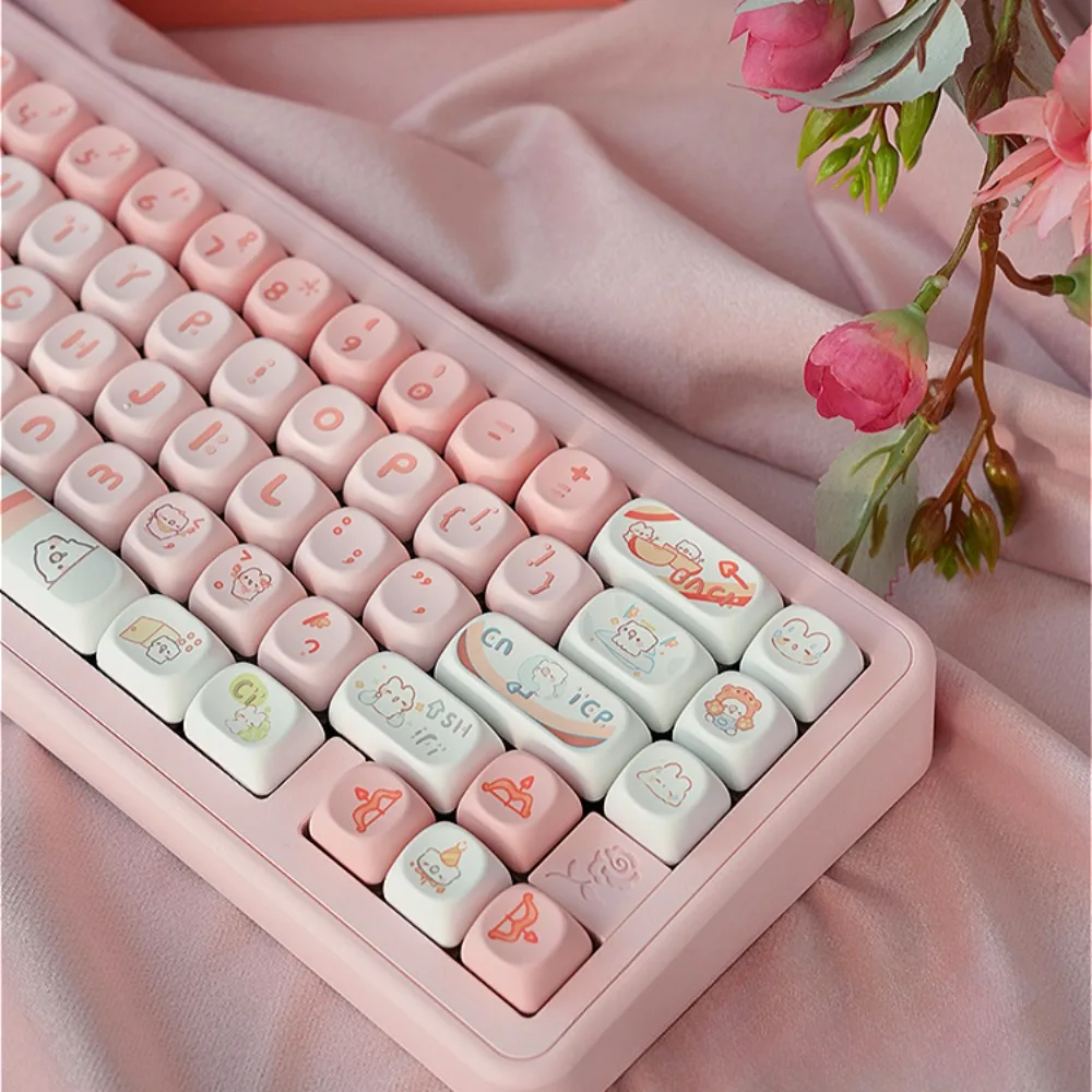 Cute Union, Keycap 145 Keys MOA PBT for 61/64/87/104/108 GMK67 Gaming Mechanical Keyboard