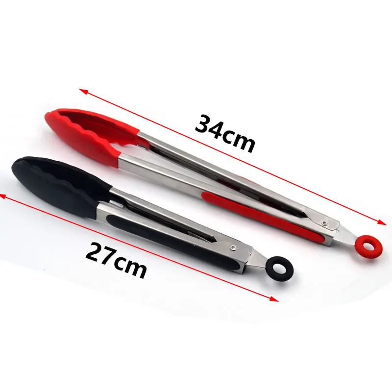 9 / 12inch Silicone Kitchen BBQ Tongs Stainless Steel Locking Cooking Tongs with Silicone Tips Non-Slip Food Tongs for Cooking