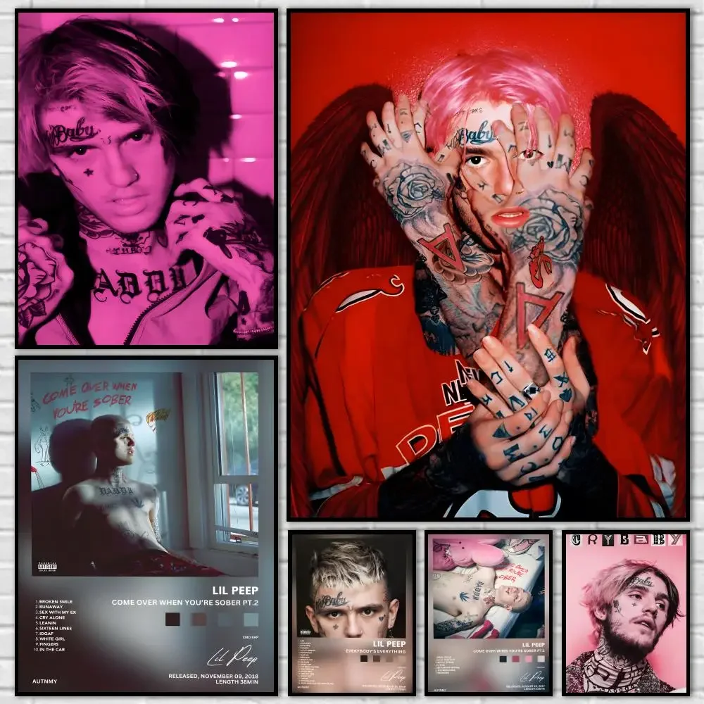 Rock Rapper Singer L-Lil Peep Painting Calligraphy Canvas Mural For Interior Walls Crease-Free Beautiful For Living Room Bedroom