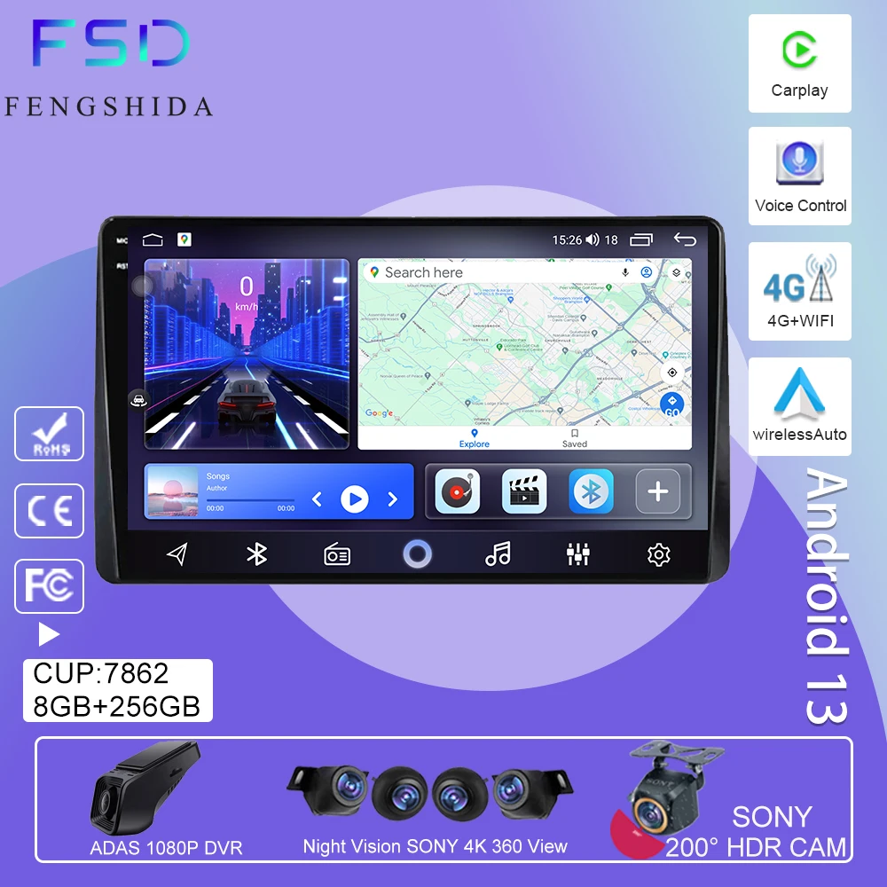 

Android Auto For Renault Duster HM 2 II 2020 - 2023 Arkana 1 I 2019-2023 Car Radio Multimedia Video Player GPS Carplay WIFI QLED