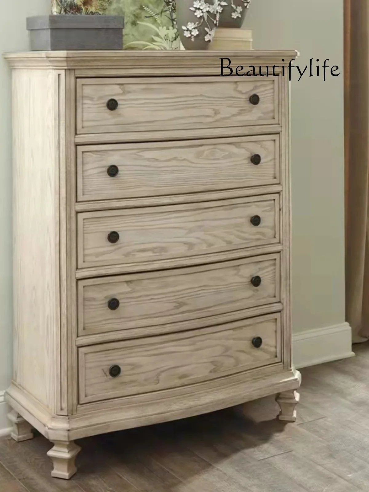 American Country Solid Wood Nine-Drawer Cabinet Vintage Distressed Bedroom French Dining Side Entrance Locker