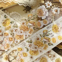 6Meter Rose Big Flower Vintage Floral Journal Pet Washi Tape Stickers Planning Diary Girls